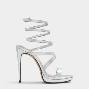 Silver Strappy High Heel Sandals